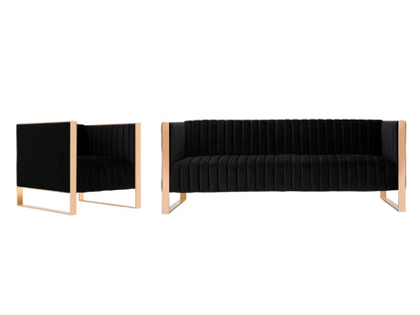Trillium Sofa and Armchair in Black and Gold (set of 2) by Manhattan Comfort at Eve Furniture