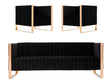 Trillium Sofa and Armchair in Black and Gold (set of 3) by Manhattan Comfort at Eve Furniture