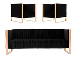 Trillium Sofa and Armchair in Black and Gold (set of 3) by Manhattan Comfort at Eve Furniture