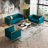 Trillium Sofa and Armchair in Teal and Gold (set of 3) by Manhattan Comfort at Eve Furniture
