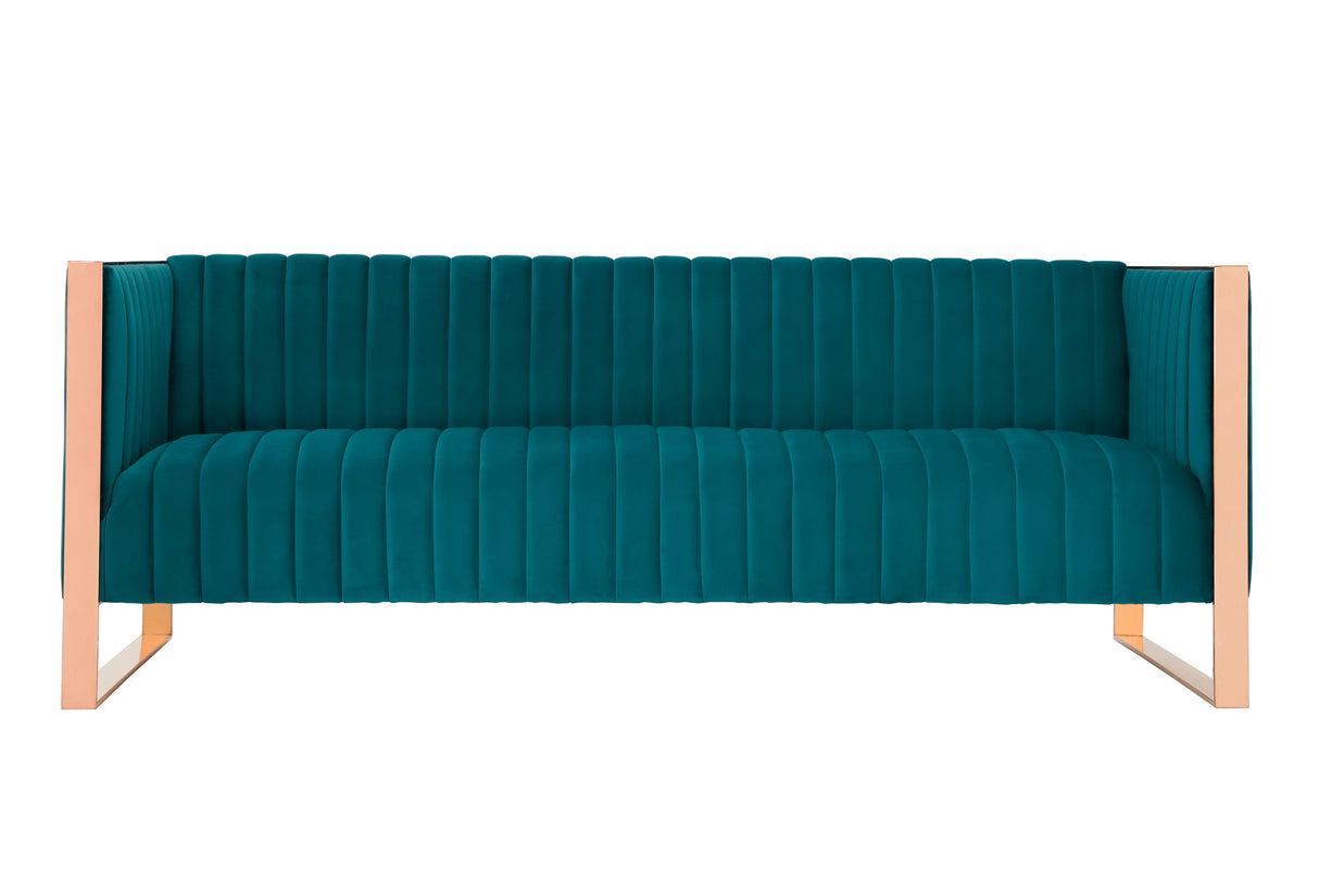 Trillium Sofa and Armchair in Teal and Gold (set of 3) by Manhattan Comfort at Eve Furniture