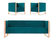 Trillium Sofa and Armchair in Teal and Gold (set of 3) by Manhattan Comfort at Eve Furniture