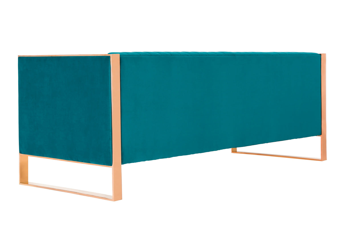 Trillium Sofa in Aqua Blue and Gold by Manhattan Comfort at Eve Furniture