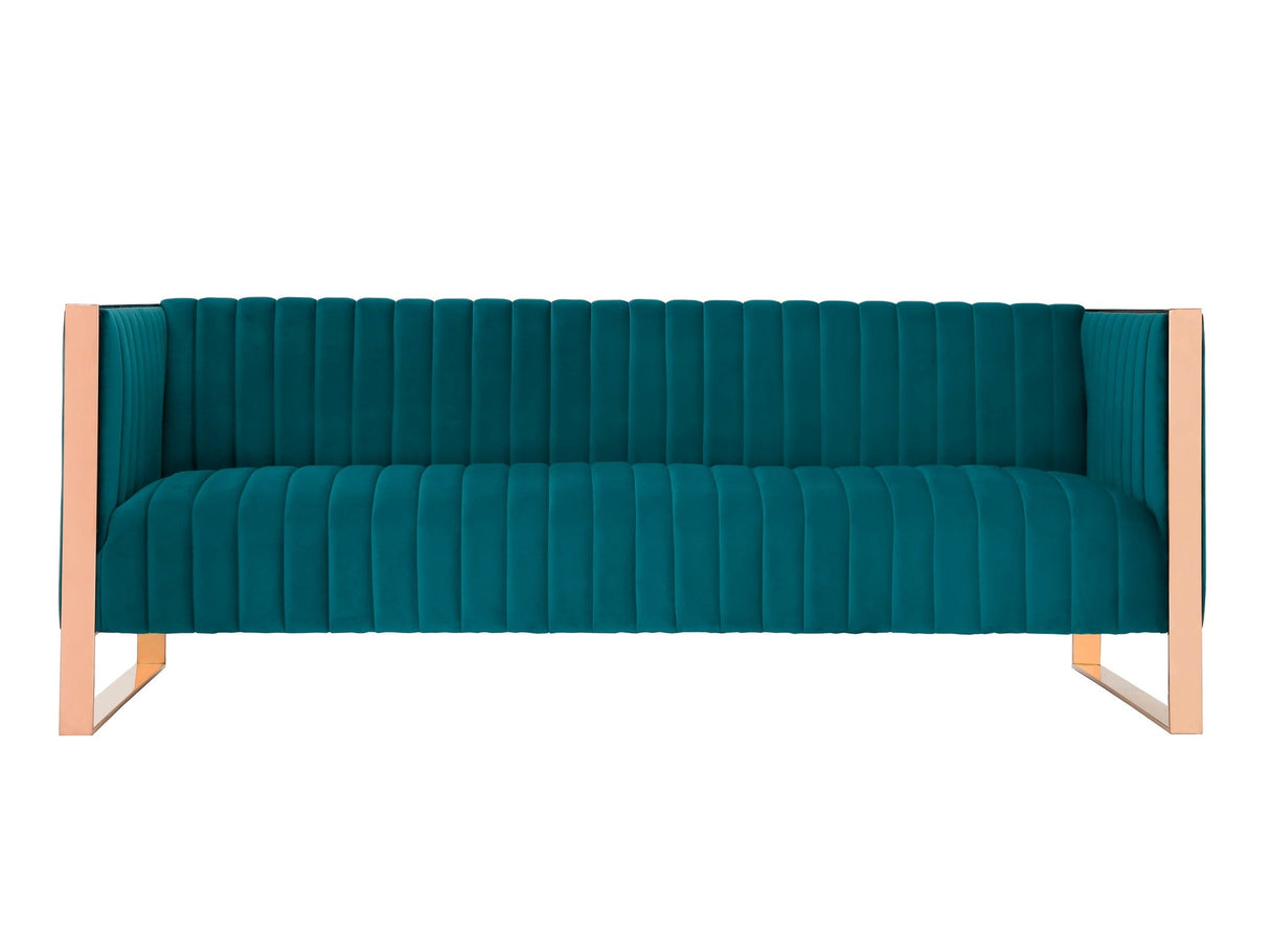 Trillium Sofa in Aqua Blue and Gold by Manhattan Comfort at Eve Furniture