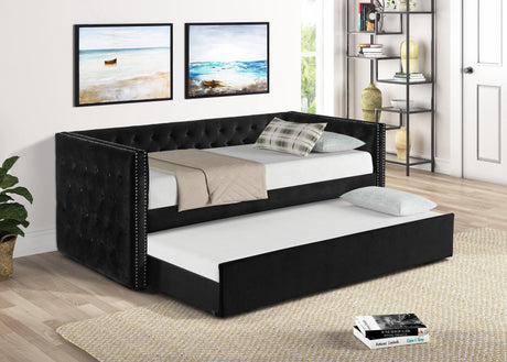 Trina Black Velvet Twin Daybed by Crown Mark at Eve Furniture