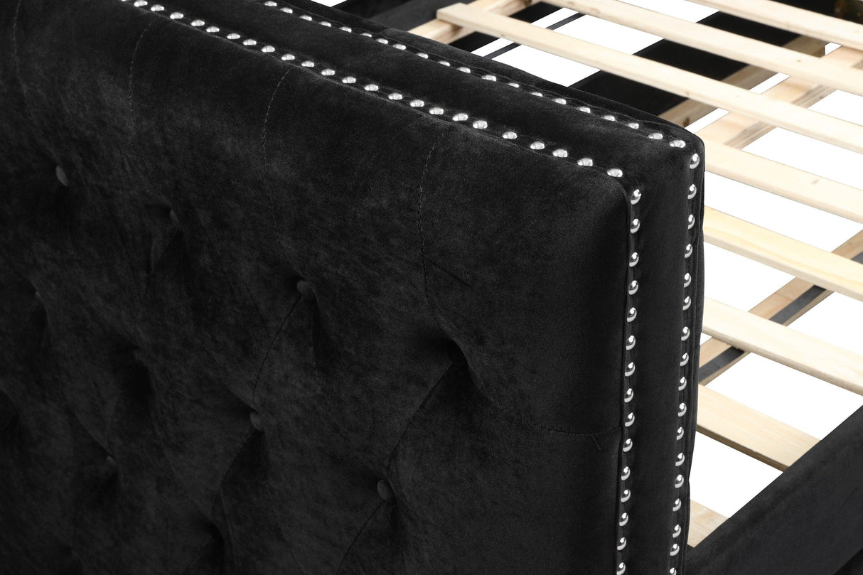 Trina Black Velvet Twin Daybed by Crown Mark at Eve Furniture