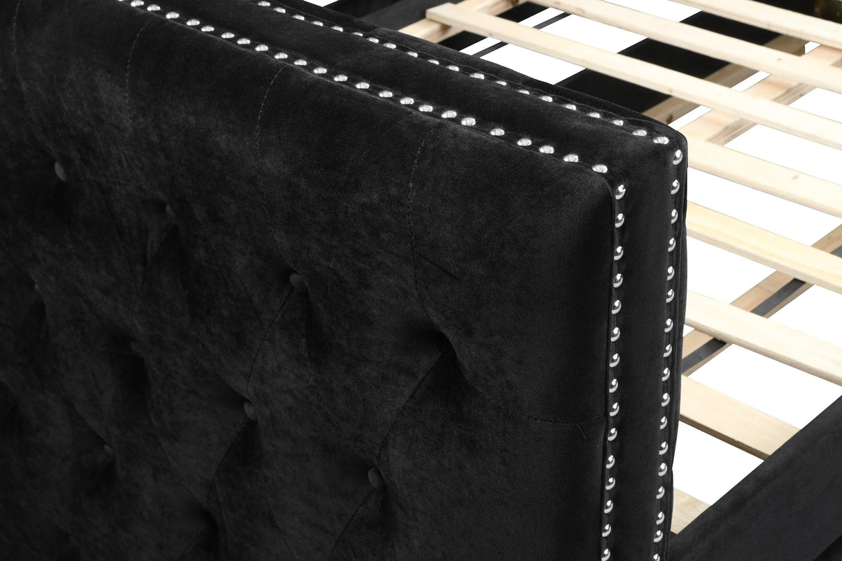 Trina Black Velvet Twin Daybed by Crown Mark at Eve Furniture