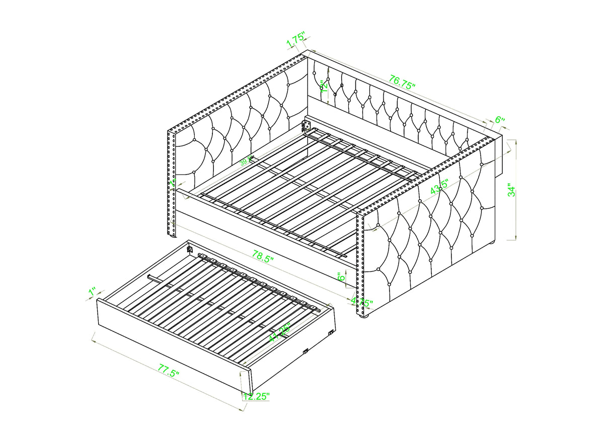 Trina Black Velvet Twin Daybed by Crown Mark at Eve Furniture