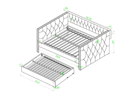 Trina Black Velvet Twin Daybed by Crown Mark at Eve Furniture