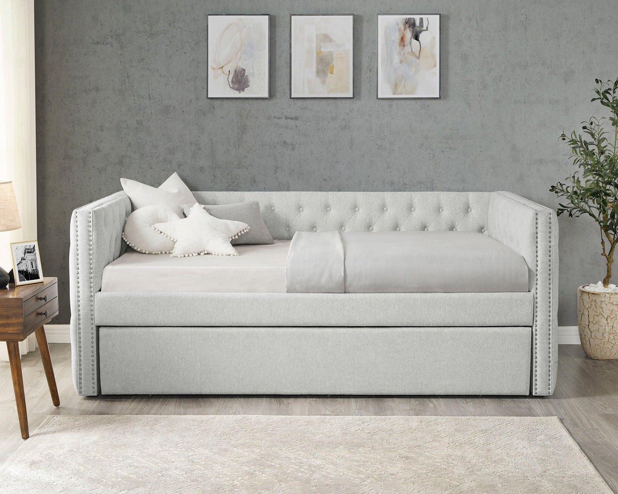 Trina Dove Gray Twin Daybed with Trundle by Crown Mark at Eve Furniture