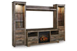 Trinell Brown 4-Piece Entertainment Center with Electric Fireplace by Ashley at Eve Furniture
