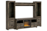 Trinell Brown 4-Piece Entertainment Center with Electric Fireplace by Ashley at Eve Furniture