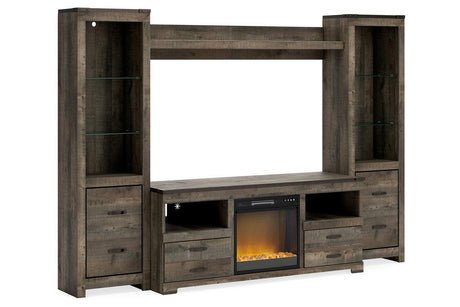 Trinell Brown 4-Piece Entertainment Center with Electric Fireplace by Ashley at Eve Furniture