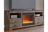 Trinell Brown 63" TV Stand with Electric Fireplace by Ashley at Eve Furniture