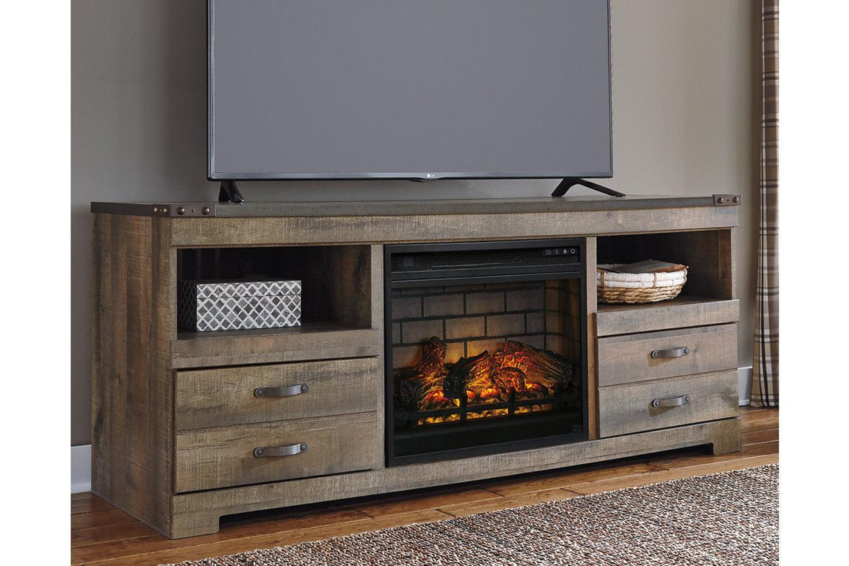 Trinell Brown 63" TV Stand with Electric Fireplace by Ashley at Eve Furniture
