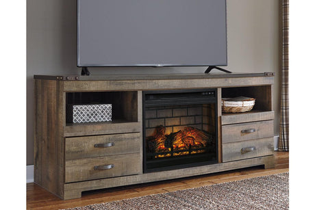 Trinell Brown 63" TV Stand with Electric Fireplace by Ashley at Eve Furniture