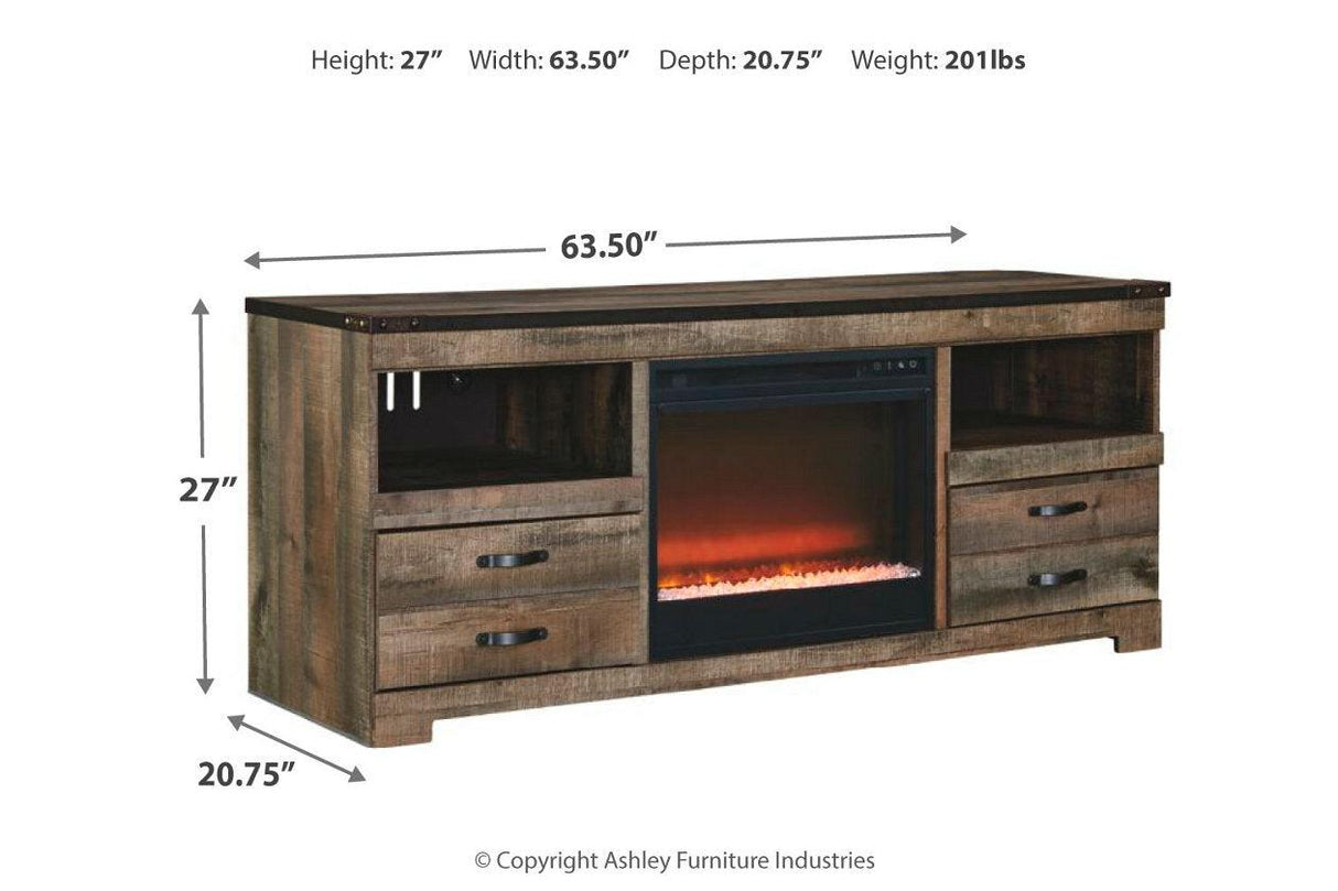 Trinell Brown 63" TV Stand with Electric Fireplace by Ashley at Eve Furniture