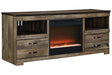 Trinell Brown 63" TV Stand with Electric Fireplace by Ashley at Eve Furniture