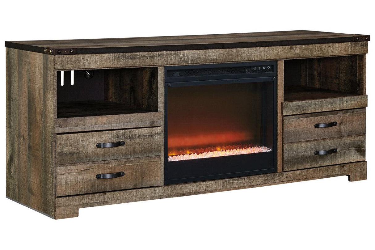 Trinell Brown 63" TV Stand with Electric Fireplace by Ashley at Eve Furniture