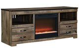 Trinell Brown 63" TV Stand with Electric Fireplace by Ashley at Eve Furniture