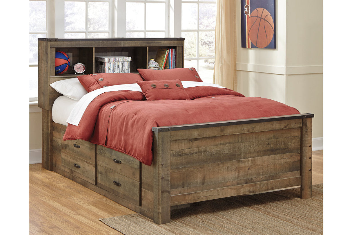Trinell Brown Full Bookcase Storage Platform Bed with 2 Drawers by Ashley at Eve Furniture