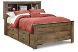 Trinell Brown Full Bookcase Storage Platform Bed with 2 Drawers by Ashley at Eve Furniture