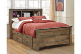 Trinell Brown Full Bookcase Storage Platform Bed with 4 Drawers by Ashley at Eve Furniture