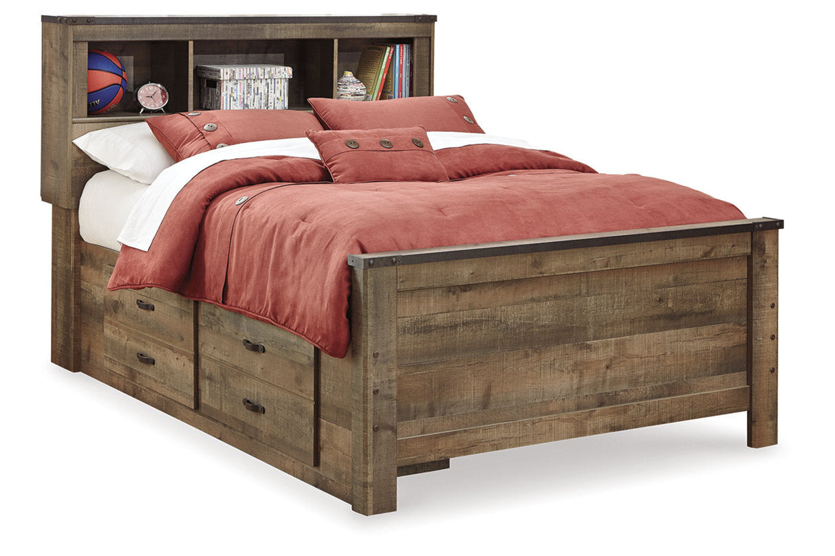 Trinell Brown Full Bookcase Storage Platform Bed with 4 Drawers by Ashley at Eve Furniture