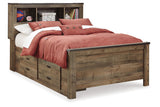 Trinell Brown Full Bookcase Storage Platform Bed with 4 Drawers by Ashley at Eve Furniture