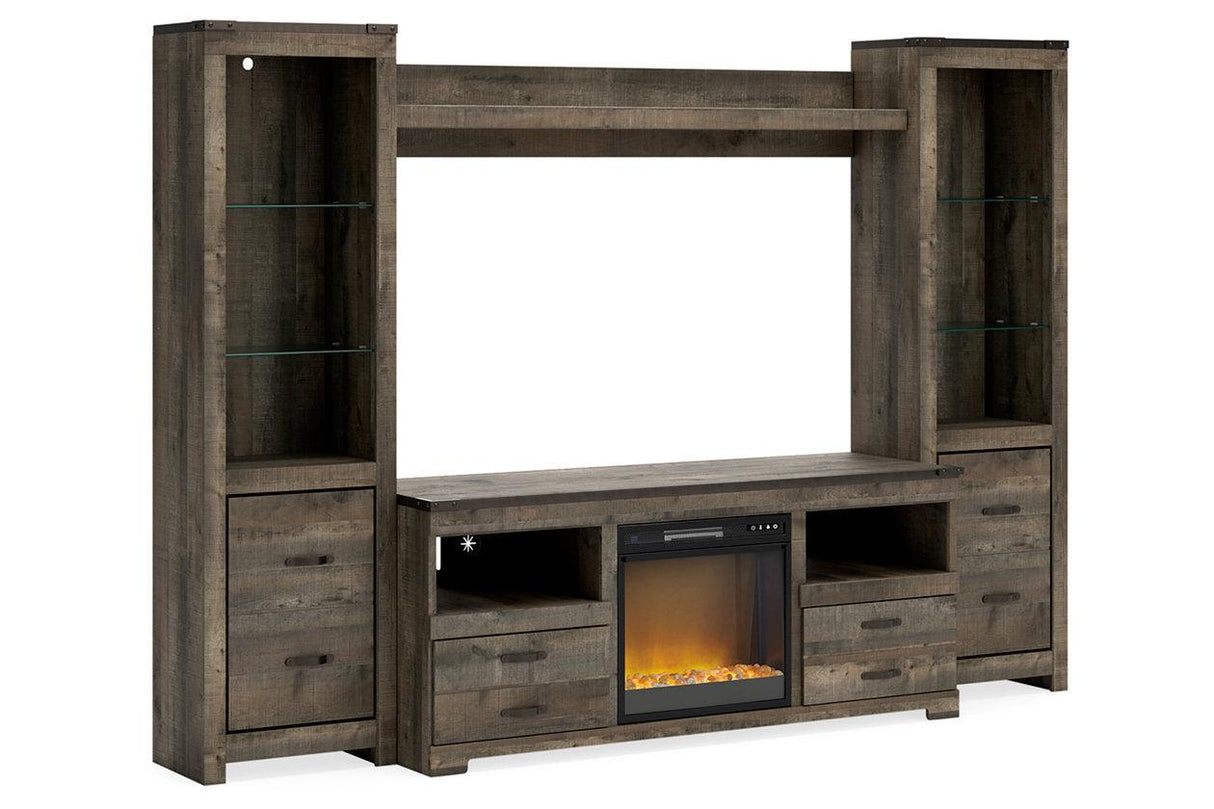 Trinell Brown 4-Piece Entertainment Center with Electric Fireplace by Ashley at Eve Furniture