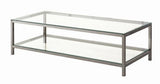 Trini Black Nickel Coffee Table with Glass Shelf by Coaster at Eve Furniture