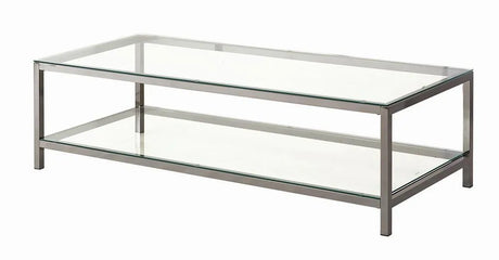 Trini Black Nickel Coffee Table with Glass Shelf by Coaster at Eve Furniture