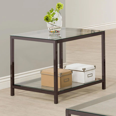 Trini Black Nickel End Table with Glass Shelf by Coaster at Eve Furniture