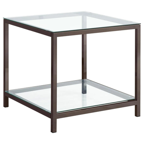 Trini Black Nickel End Table with Glass Shelf by Coaster at Eve Furniture
