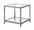 Trini Black Nickel End Table with Glass Shelf by Coaster at Eve Furniture