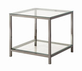 Trini Black Nickel End Table with Glass Shelf by Coaster at Eve Furniture