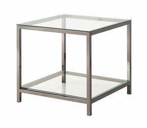 Trini Black Nickel End Table with Glass Shelf by Coaster at Eve Furniture