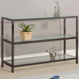 Trini Black Nickel Sofa Table with Glass Shelf by Coaster at Eve Furniture