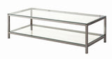 Trini Black Nickel Coffee Table with Glass Shelf