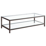 Trini Black Nickel Coffee Table with Glass Shelf