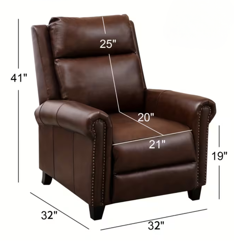 Trinity Brown Push Back Recliner Chair by Homelegance at Eve Furniture