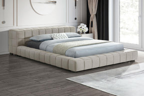Trinity Light Taupe Upholstered Eastern King Platform Bed by Coaster at Eve Furniture