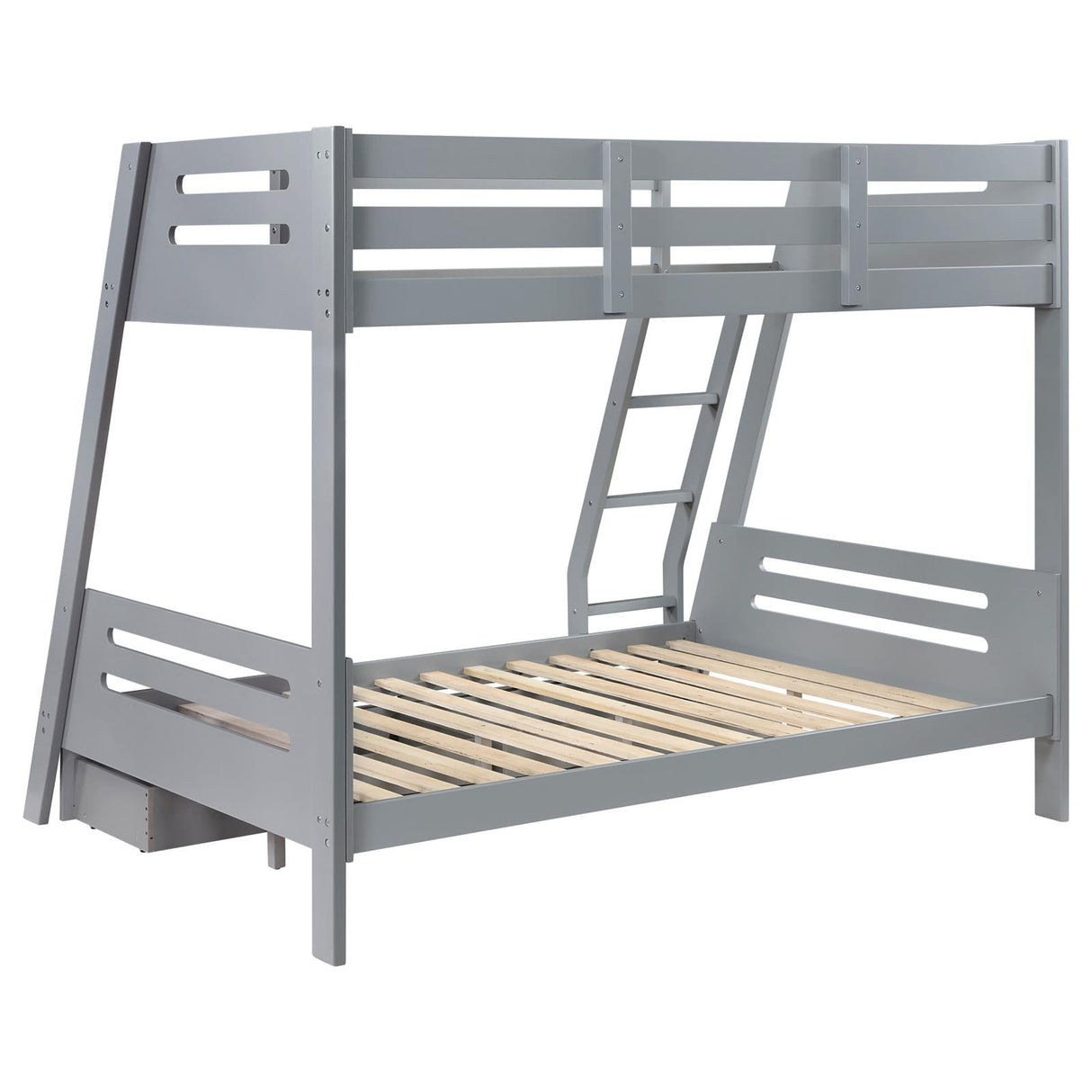 Trisha Wood Twin Over Full Bunk Bed with Storage Drawers Grey