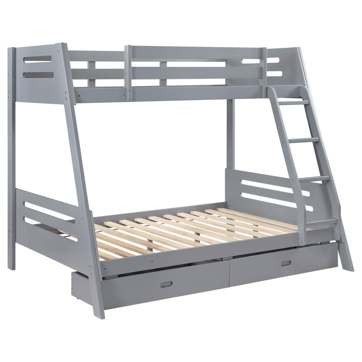 Trisha Wood Twin Over Full Bunk Bed with Storage Drawers Grey