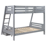 Trisha Wood Twin Over Full Bunk Bed with Storage Drawers Grey