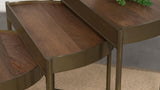 Tristen 3-Piece Demilune Nesting Table With Recessed Top Brown and Gold