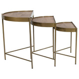 Tristen Brown and Gold 3-Piece Demilune Nesting Table With Recessed Top by Coaster at Eve Furniture