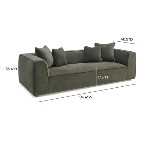 Tristine Olive Green Upcycled Basketweave Sofa by TOV Furniture at Eve Furniture