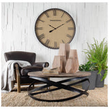 Triumph 40" Round Brown Solid Wood Top Black Metal Base Coffee Table by Mercana at Eve Furniture