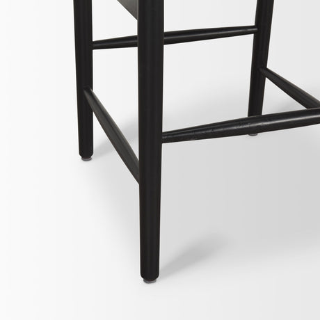 Trixie Black Wood Frame w/ Dark Taupe Fabric Seat Bar Stool by Mercana at Eve Furniture